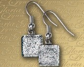 Silver Dichroic Glass Earrings - Fused Glass Earrings - ER439