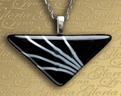 Fused Glass Pendant Jewelry, Omega Slide Pendant - Split Decision - LB117