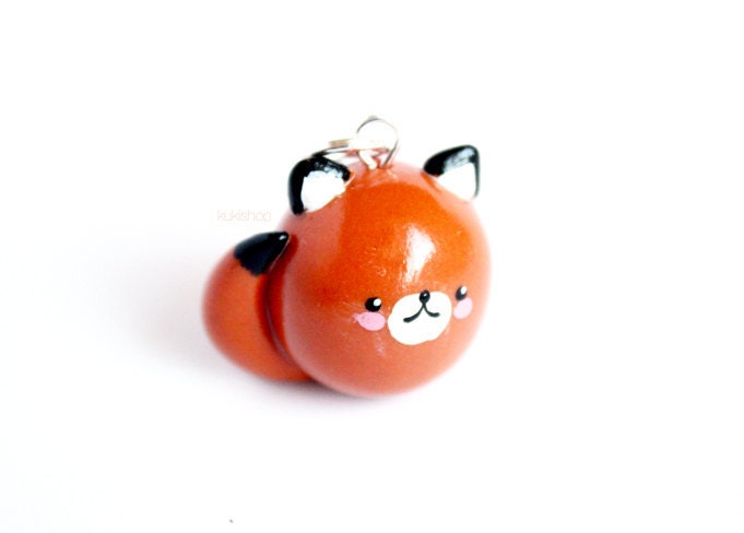 FOX Necklace - cute polymer clay miniature