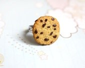 Chocolate Chip Cookie Ring - cute polymer clay miniature