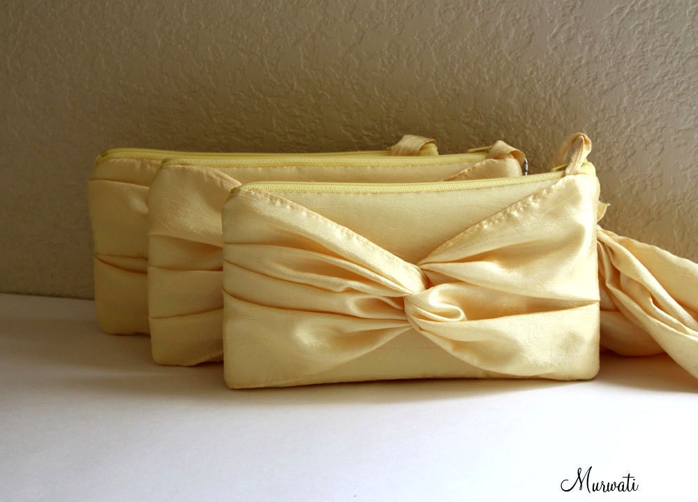 Wedding Clutch-PETITE Knot-SET OF 5-Bridal Purse-Detachable Wristlet Handle- Purple Black Silver Red Navy Green White Ivory And More
