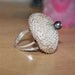 Sterling silver sea urchin adjustable ring with a black pearl