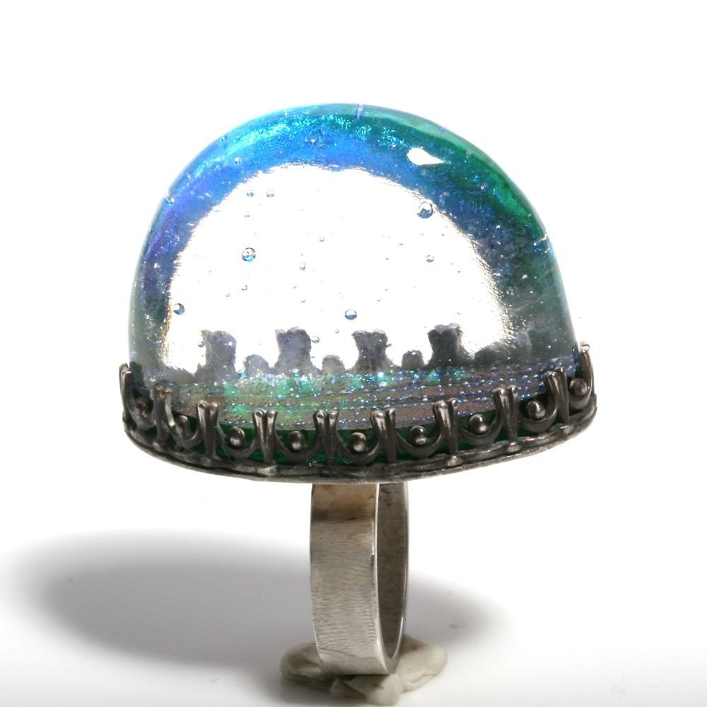 One of a Kind Sterling Silver and Dichroic glass ring size 7 by Zulasurfing