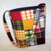 Madras Plaid Bag Patchwork Sling Purse Hobo Bag Nautical Navy Blue, Red and Yellow Patchwork Shoulder Bag