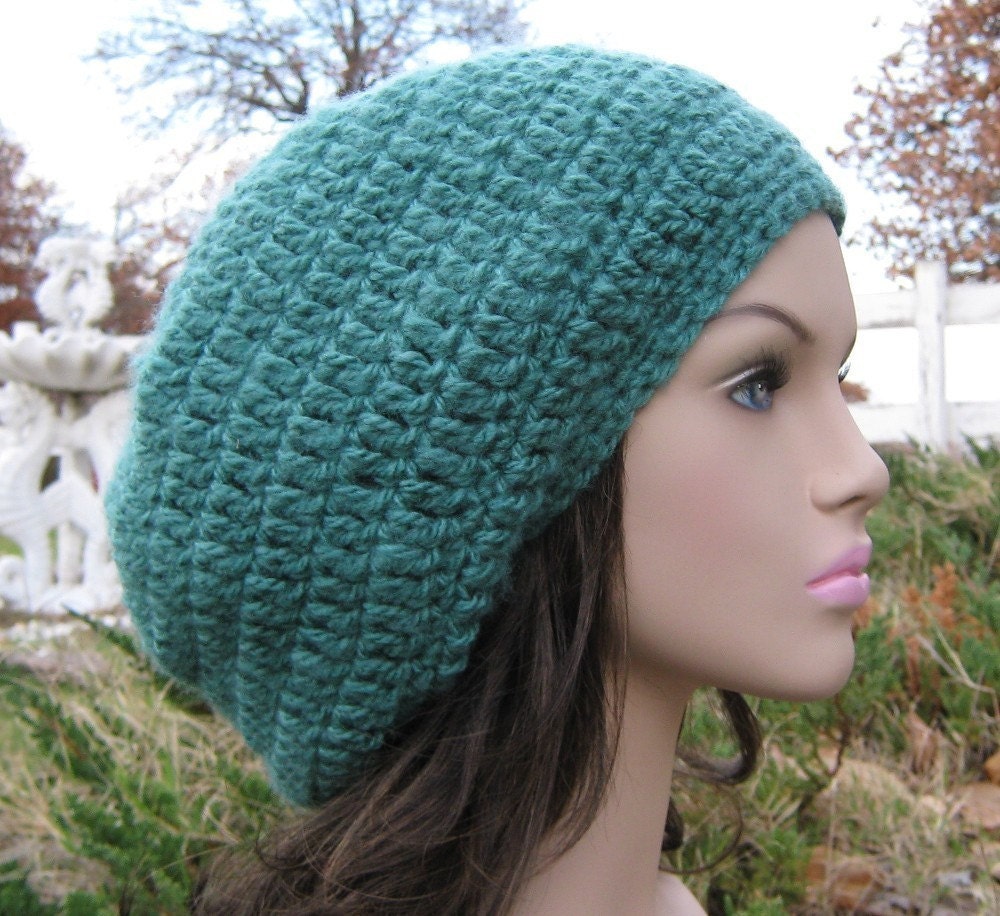 Teal Green Slouchy Beanie Dreadlocks Hippie tam hat