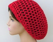 True Red Cotton hippie dread tam hat slouchy snood beanie