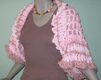 Sale Mori Girl trend shrug boho bolero sweater vest top soft pink