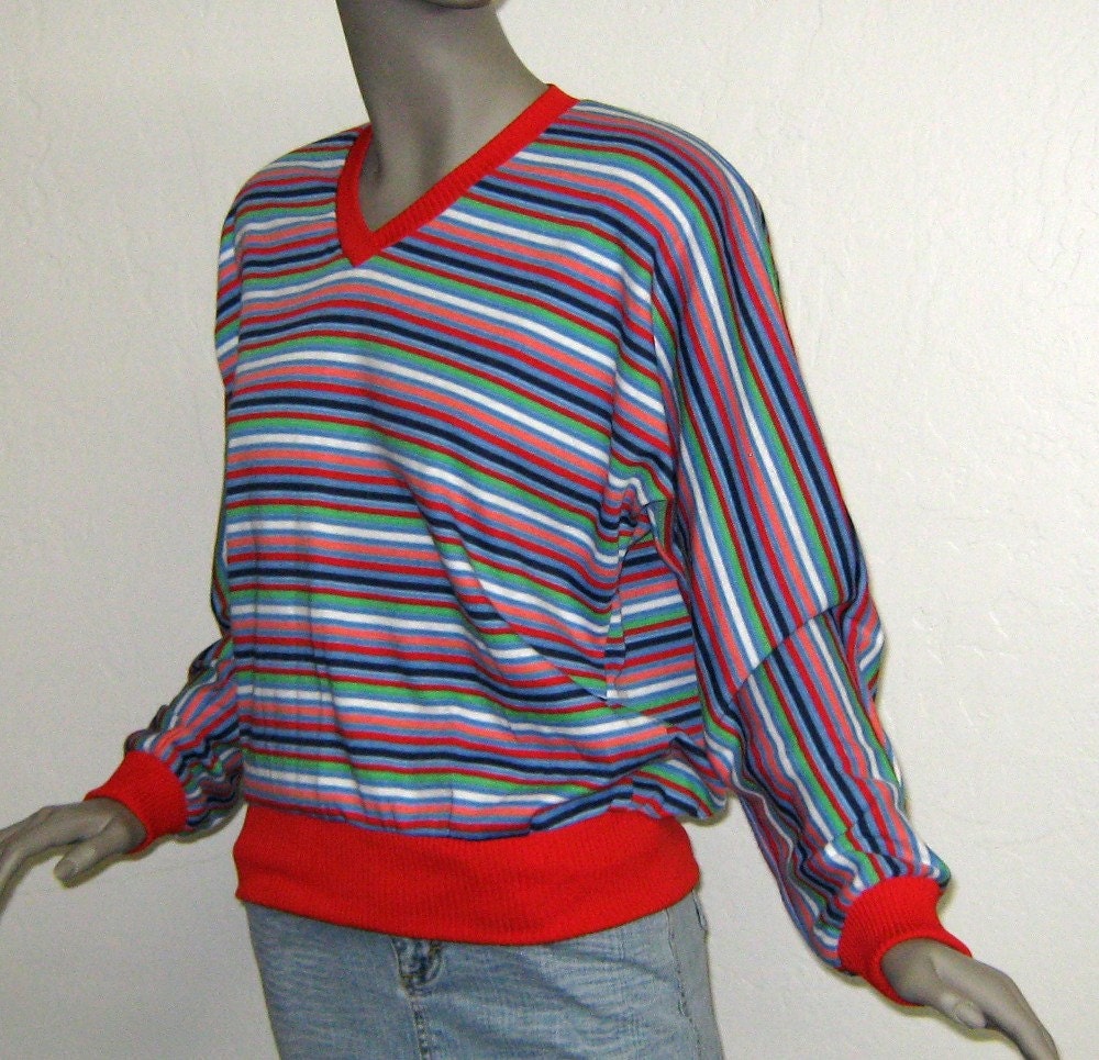 Authentic Vintage Sweatshirt sweater dolman sleeves 70s 80s women M