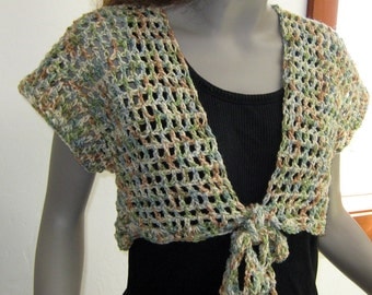 Sale Bohemian tie shrug hippie boho bolero sweater vest top L Large
