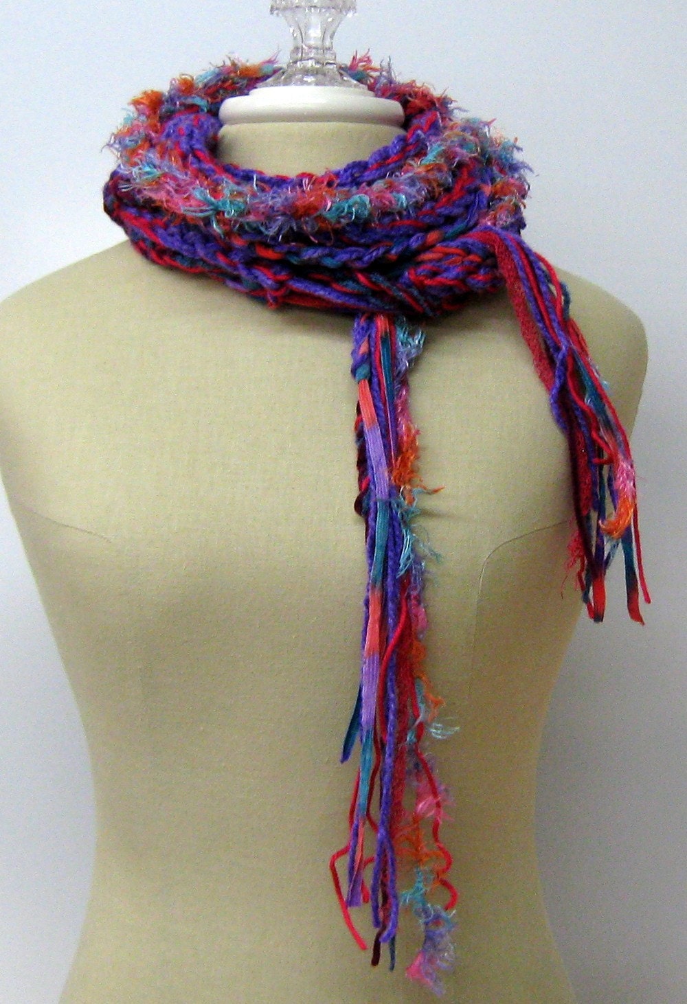 Purple Festival braids Gypsy Fringe Scarf skinny lariat Hippie neck wear