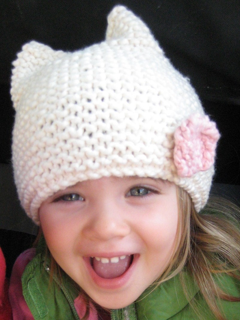 Organic Kitty Cat Toque with Flower