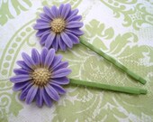 Purple Daisy Hair Pins
