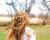 Silver Leaves Bridal Headpiece-fine silver real plated real leaves and Czech glass crystals halo crown