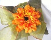 Lovely Little Fall Flower Ring Pillow-Oranges-Greens-Copper-Gold