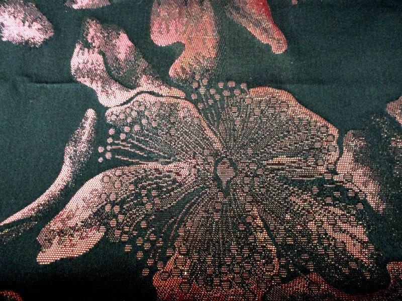 5Y Metallic Copper-Black Satin  Brocade-Reversible- Floral- Renaissance