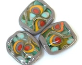 Dive - Handmade Lampwork Bead Set, Abstract (3) OOAK SRA