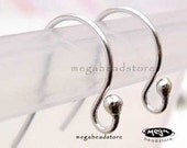 925 Sterling Silver Earwires  Single Dot Ear Wire Earring Hooks F224 -20 pcs