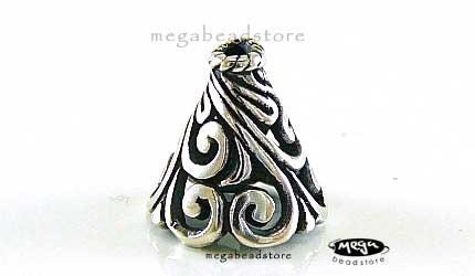 11mm Bali Cone Bead Caps Sterling Silver BeadCap C43- 1 pc