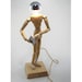 Wood Manikin Figure Lamp with Chrome Light Bulb and iPad
