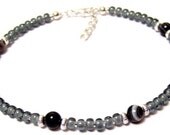 Black Banded Agate and Smoky Miyuki Seed Bead Ankle Bracelet .... shave your legs and get ready for summer girls