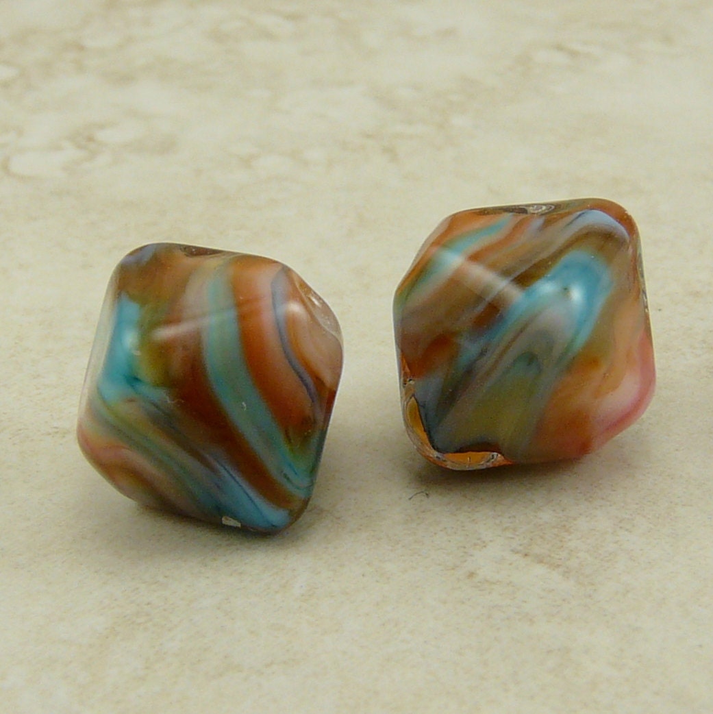 Grand Canyon Dream Crystals - Lampwork Bead Pair - SRA - I ship Internationally