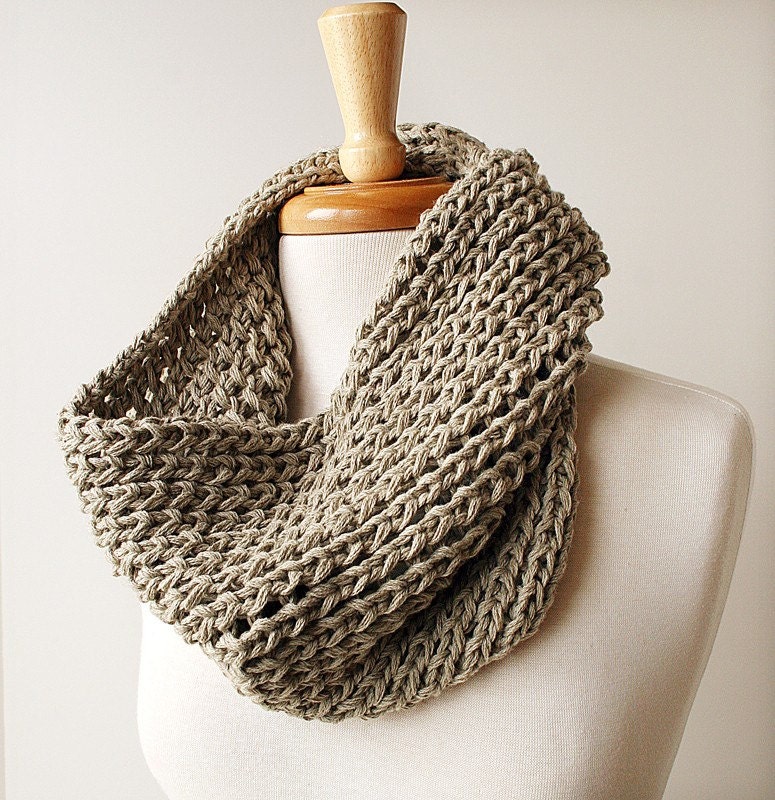 Eco Friendly Cowl - Organic Cotton Chunky Knit Neck Scarf - Summer, Spring, Fall, Winter Fashion - TickledPinkKnits