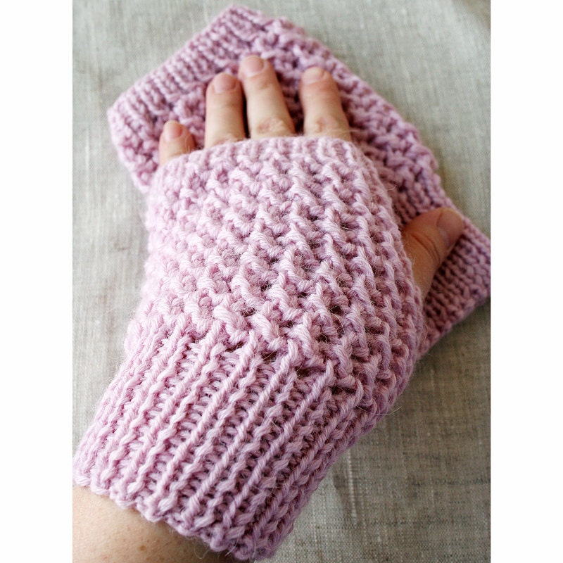 Winter Fashion Accessories - Knit Fingerless Gloves / Mitts - Baby Alpaca, Merino Wool, Cashmere Mitts - SOFT PINK