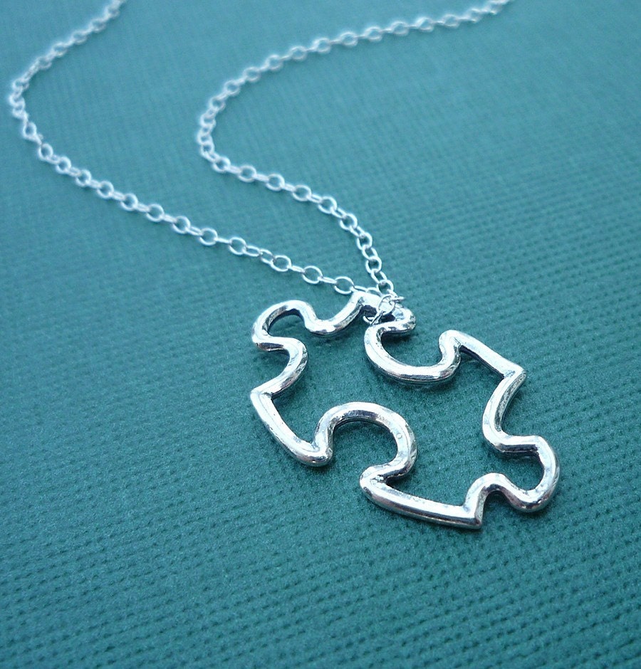 sterling silver puzzle piece charm necklace