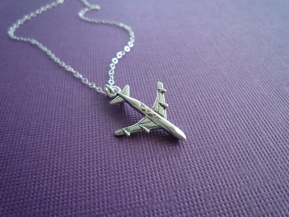 sterling jet plane necklace gift for her