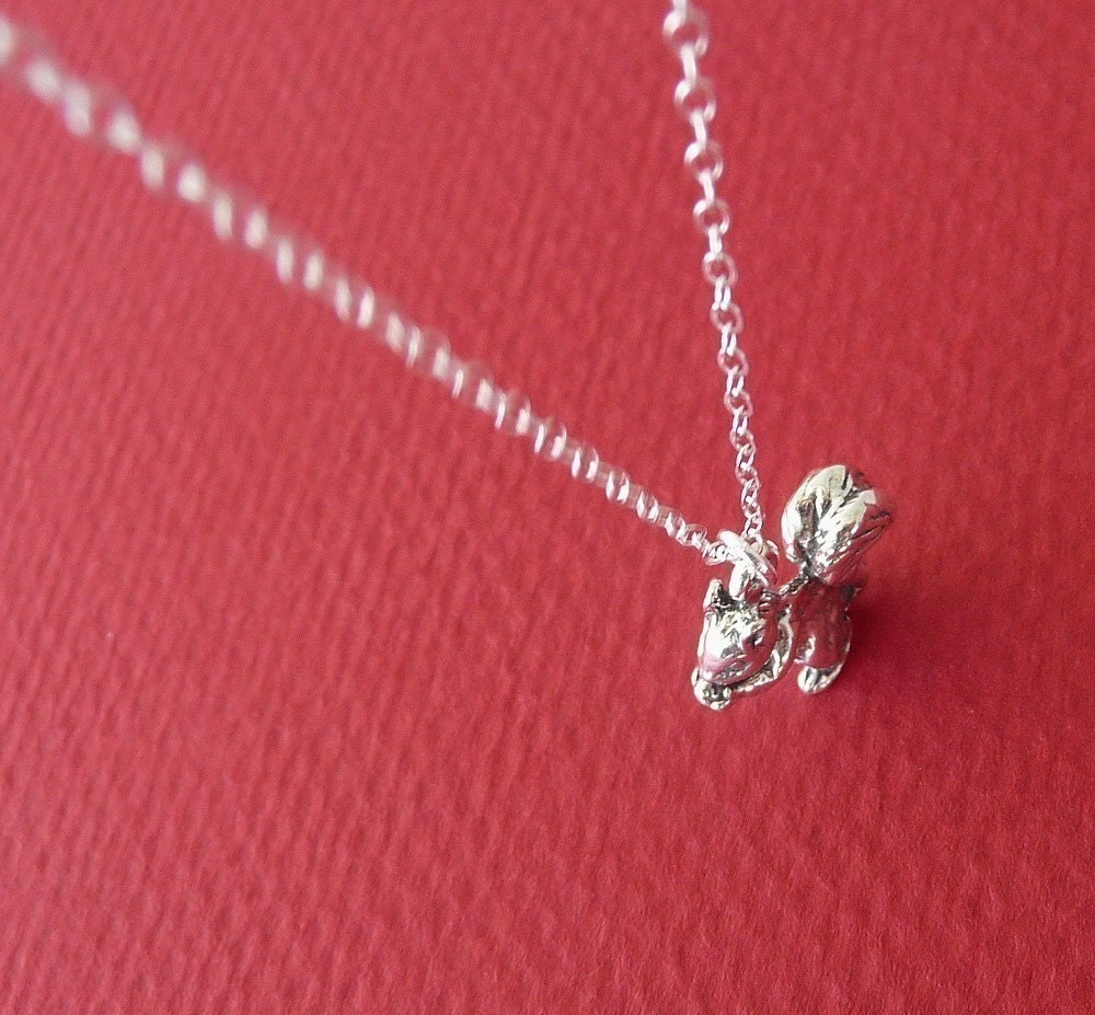 sterling silver squirrel necklace