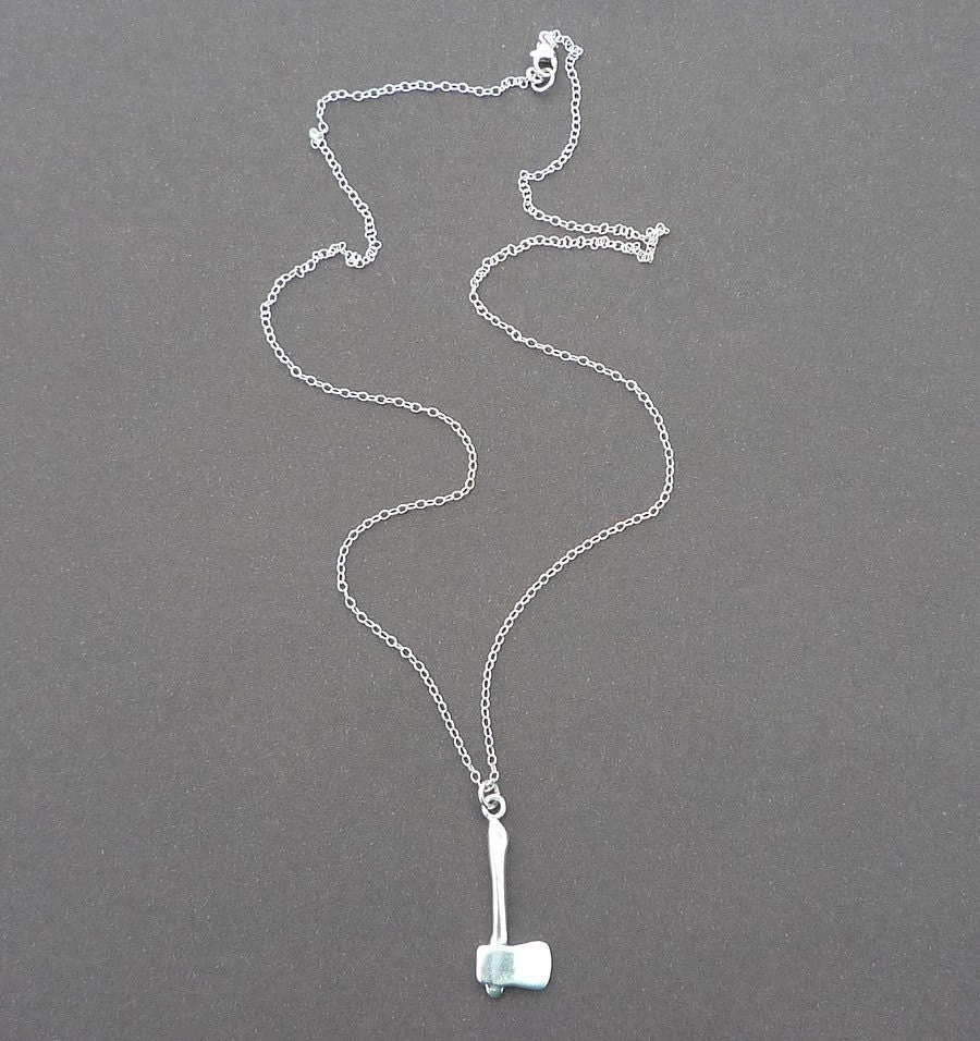 sterling silver axe necklace