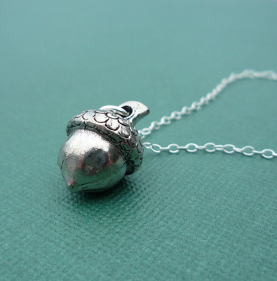 golden or silver acorn necklace gift for her