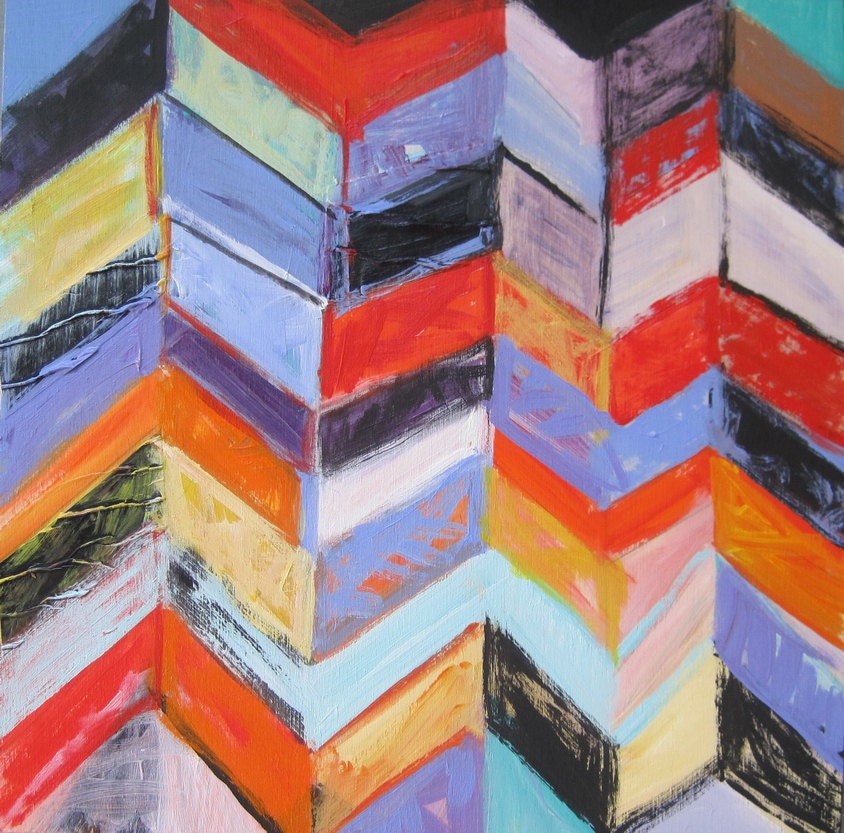 Chevron with Black and Red.......Original painting by Michelle Daisley Moffitt
