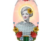 Vintage Sewing Saint Collage Art Print: Patron Saint of Sewing
