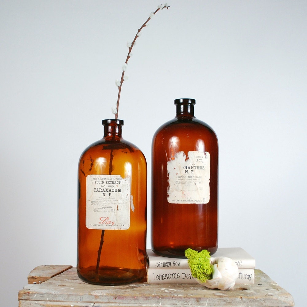 Large Apothecary Bottle with Label