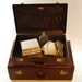 Set of Large Brown Leather Mock Crock Suitcases