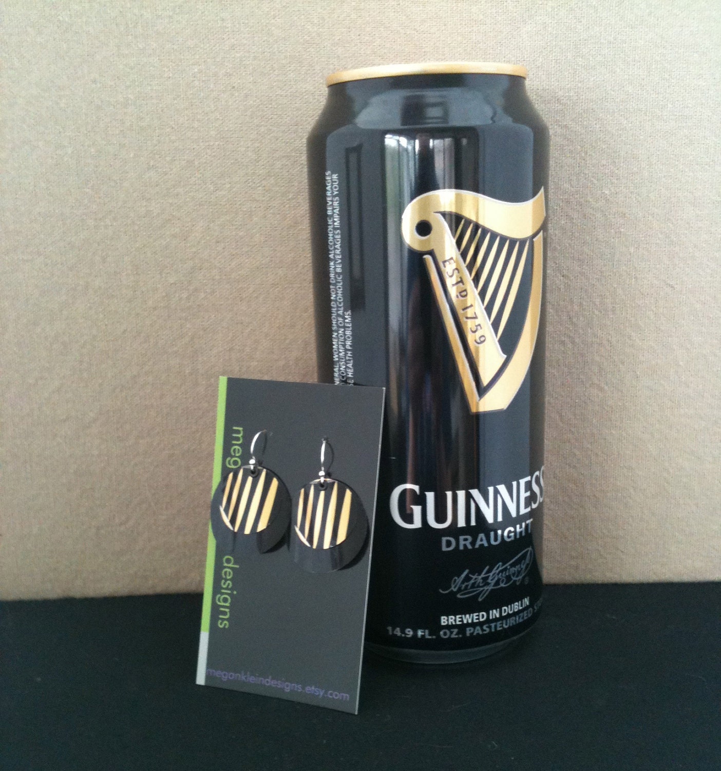 Upcycled Guinness Earrings
