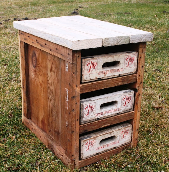 Rustic Cedar End Table With 7Up Crate Drawers for Kate Mallen