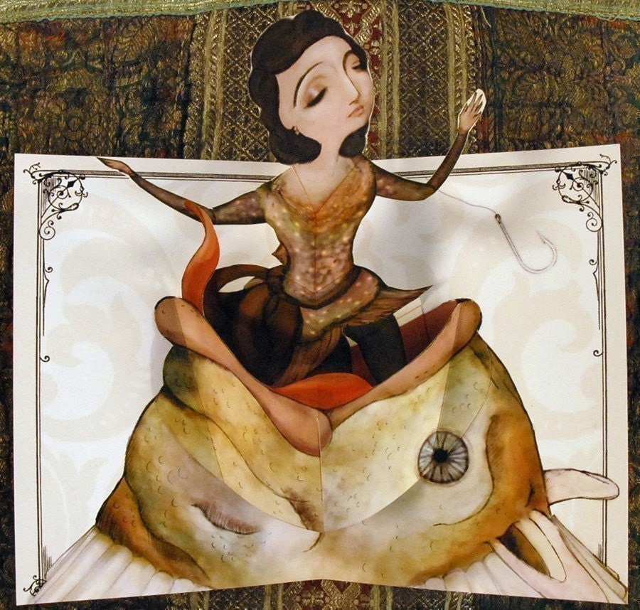Fish Head Lady Pop Up Card