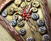 Tree Hugger polymer clay OOAK art pendant