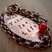 Vegan for Life hand stamped words copper necklace front closing clasp