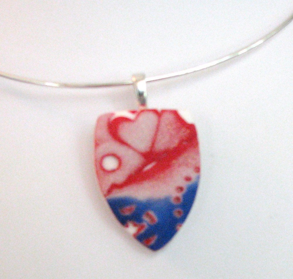 Red, White and Blue Necklace in the Shape of a Shield