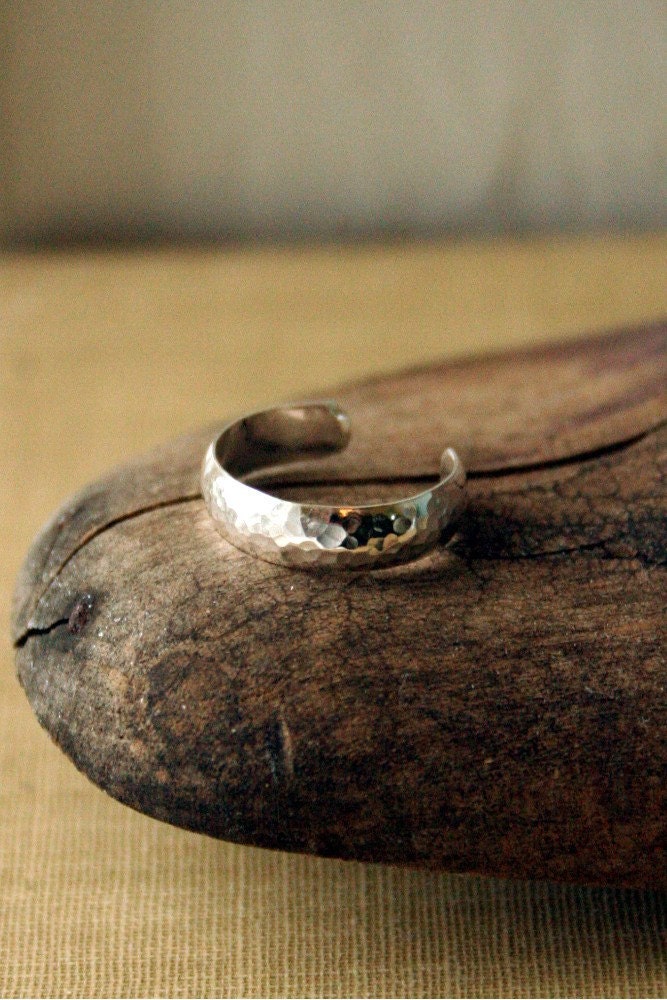 Sterling Silver Toe Ring- Dimpled Half Round