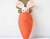 Itty Bitty Pocket Bunny with Carrot Pouch - Pink with White Tail