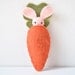 Itty Bitty Pocket Bunny with Carrot Pouch - Pink with White Tail