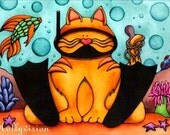 Tabby Cat Orange Snorkel Mask
