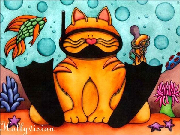 Tabby Cat Orange Snorkel Mask