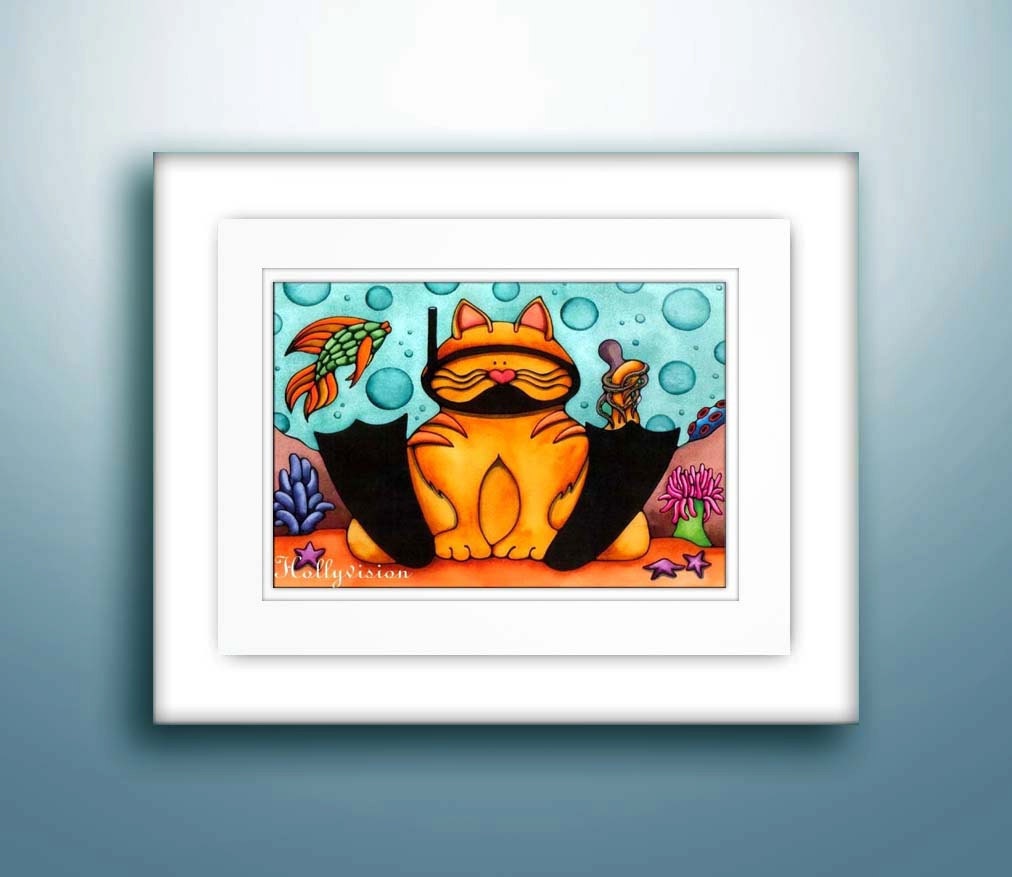 Tabby Cat Orange Snorkel Mask