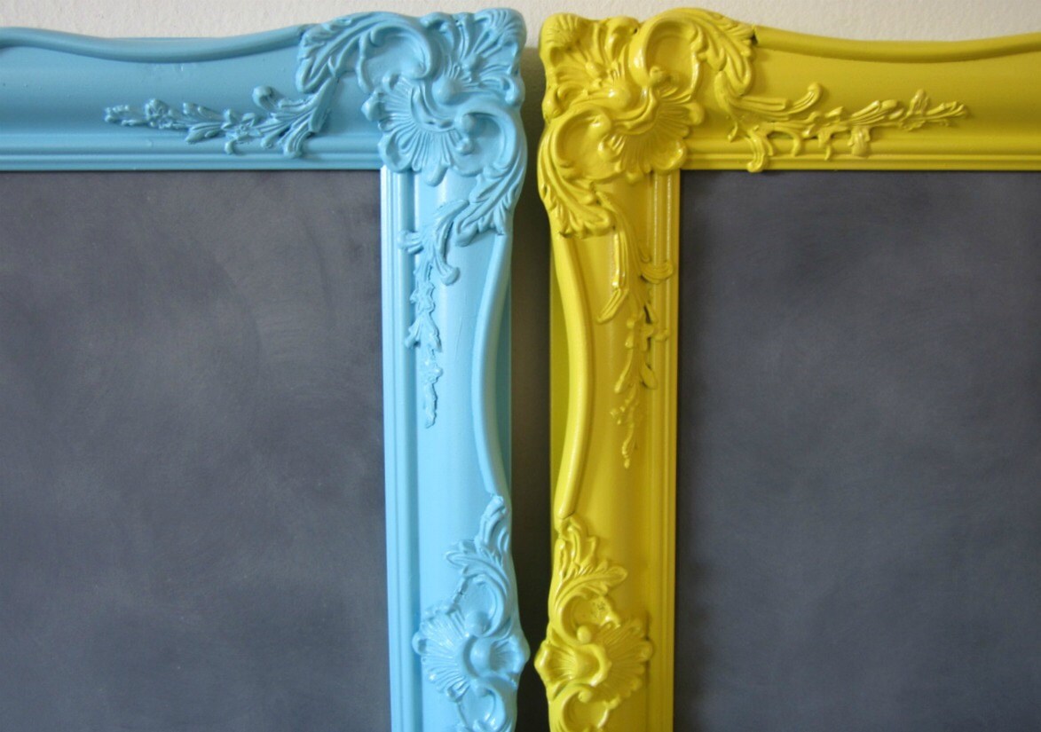 SALE 20% Off at Check-out Chalkboard, Magnetic Chalkboard, Memo Board, Vintage Ornate Frame Sunshine YELLOW 18" x 21"