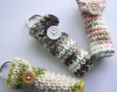 Set of 3 Lip Balm Holders with Keyring - Neutral Collection